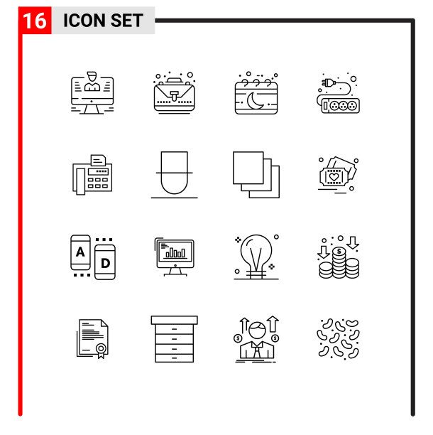 移动界面大纲集16个象形图图片下载