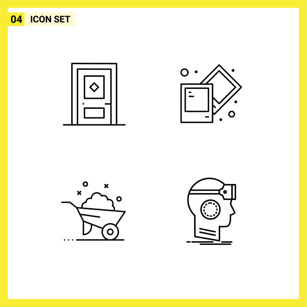 包4个创意填充线平色图片下载