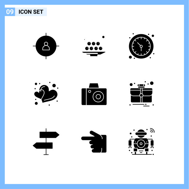 设置9商业固体象形文字包的相机图片下载