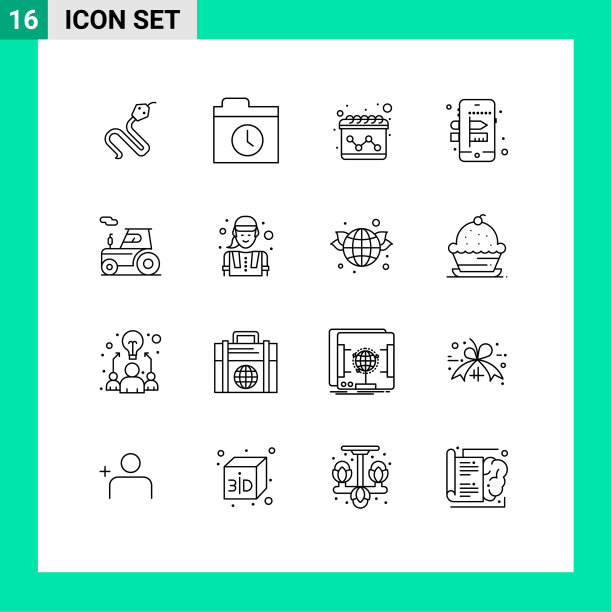 现代集16个轮廓和符号等图片下载