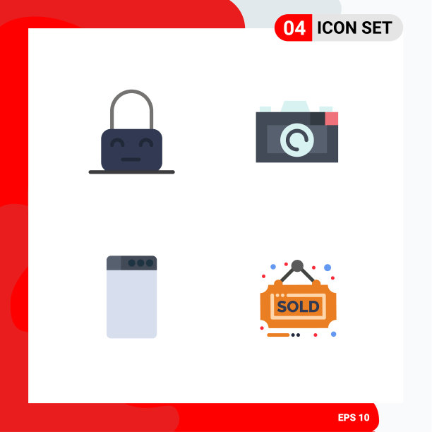 4组平面图标符号和符号图片下载