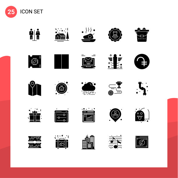 包25个创造性固体符号清洁标志图片下载