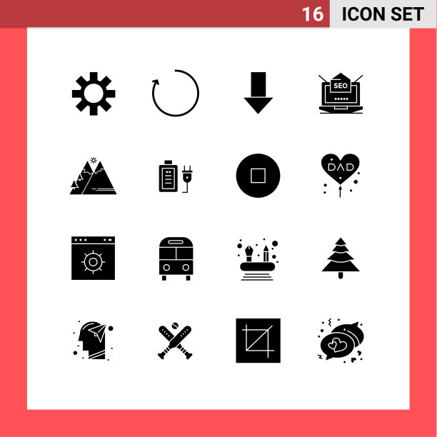 通用图标符号组16个现代立体图片下载