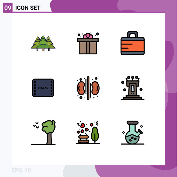 9主题填充线平色和可编辑图片下载