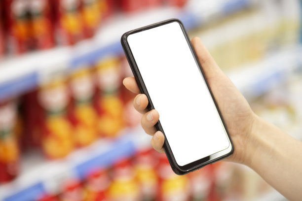 手机上的在线杂货配送应用。智能手机食品市场服务。杂货配送背景概念。购物车。空的黑屏图片下载