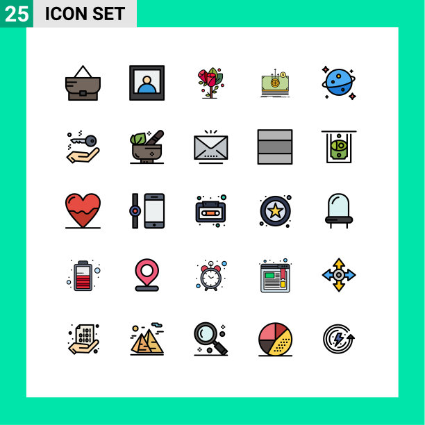 用户界面包25基本填充线平图片下载