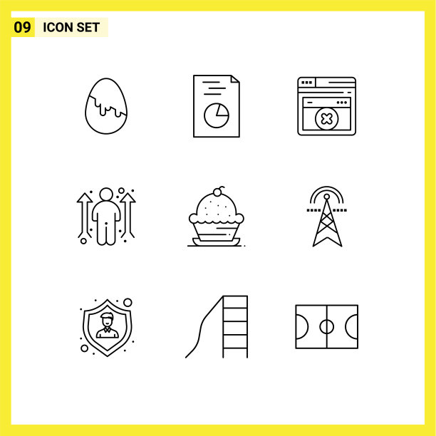 包9个现代轮廓标志和符号图片下载