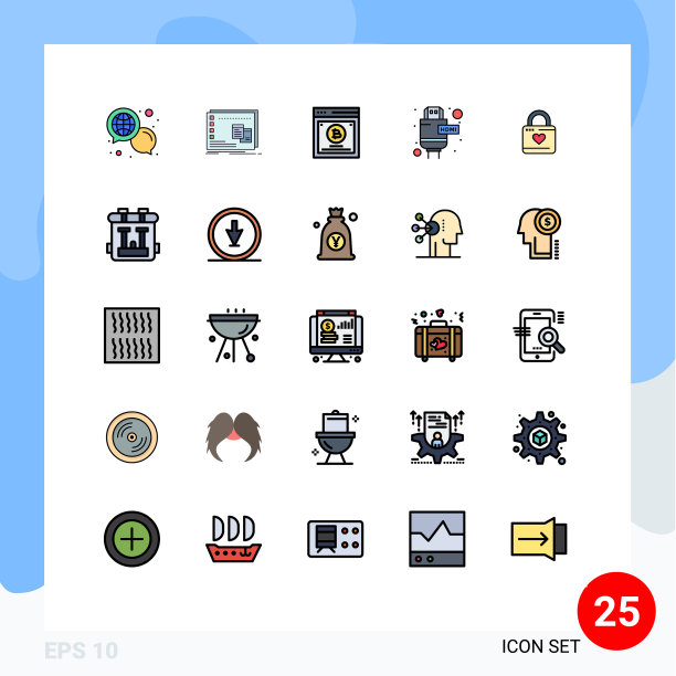 可编辑线包25简单填充线平图片下载