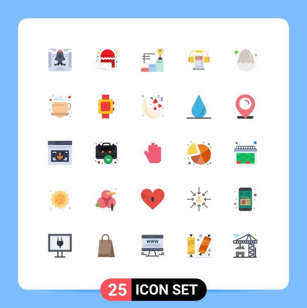 包装25个现代平面颜色的标志和符号图片下载