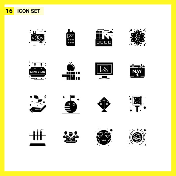 16个创意图标的现代标志和符号图片下载