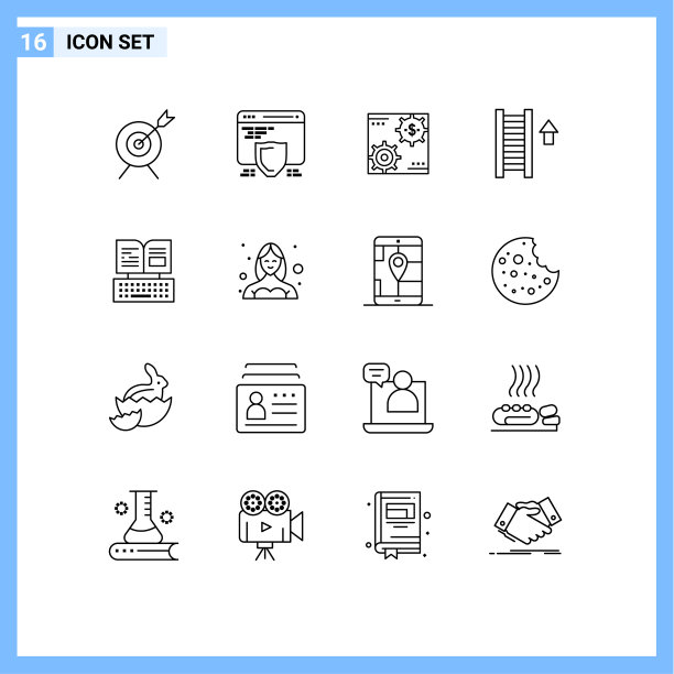 为箭头楼梯设置16个网格轮廓图片下载