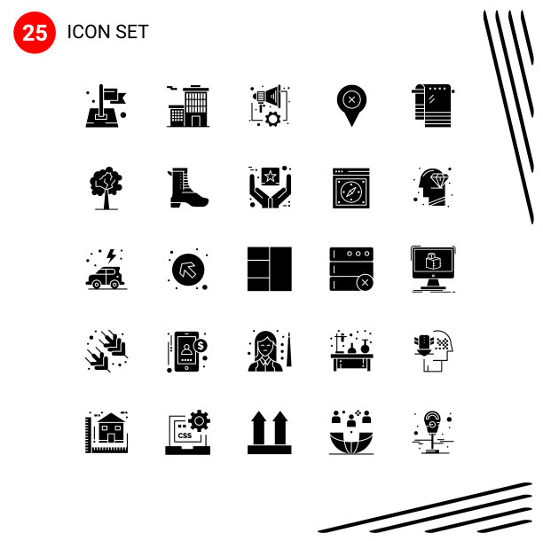 25个创意图标现代符号和符号干图片下载