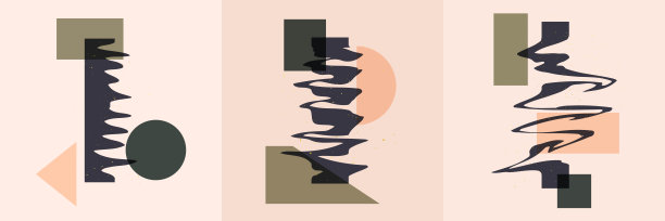 矢量插图。极简主义当代海报收藏。50 -60年代复古的时髦图形。五颜六色的液体的形状。艺术家的画布。社交媒体模板，博客帖子，平方b的设计元素图片下载