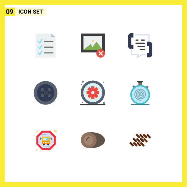 可编辑线包9个简单的平面颜色图片下载