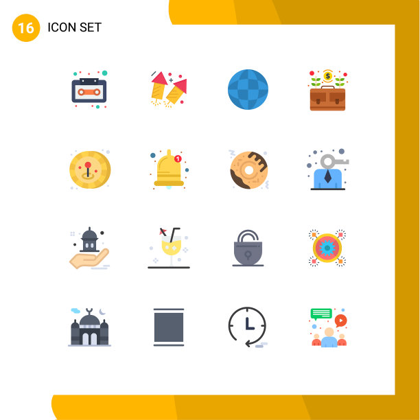 在游戏硬币地图网格上设置16种平面颜色图片下载