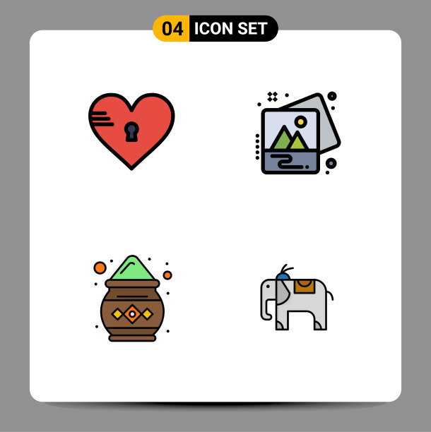 包4创意填充线平面颜色锁图片下载