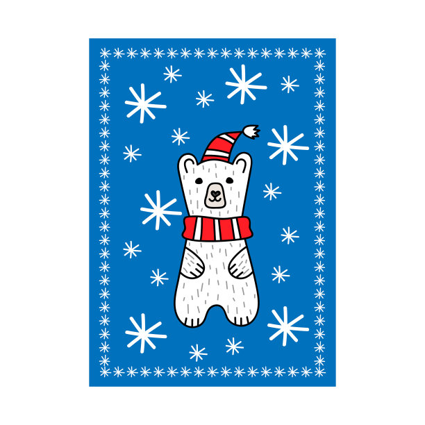 卡通圣诞卡与熊圣诞象征图片下载