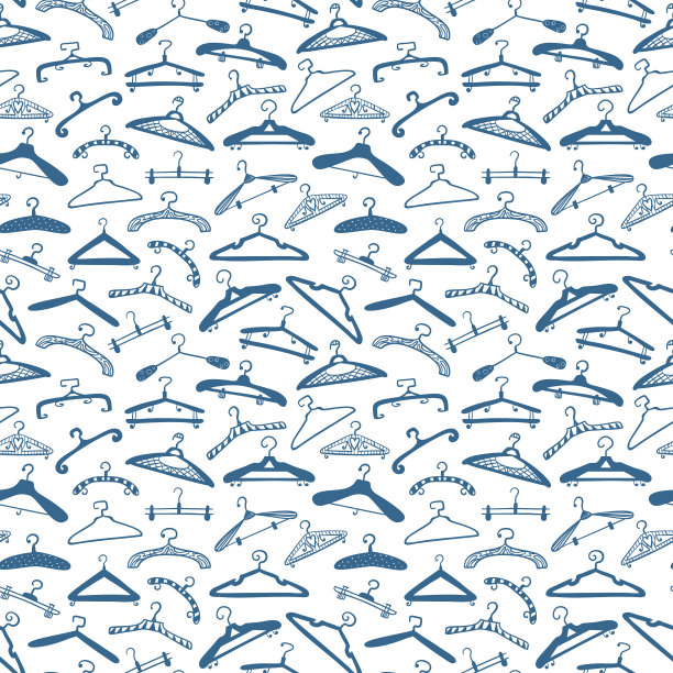 衣架向量无缝模式。时尚收藏手绘涂鸦衣架的背景图片下载