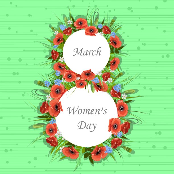 妇女节贺卡与美丽的鲜花图片下载