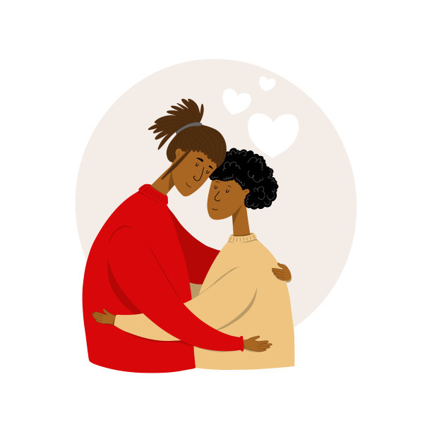 可爱的夫妇拥抱矢量插图图片下载