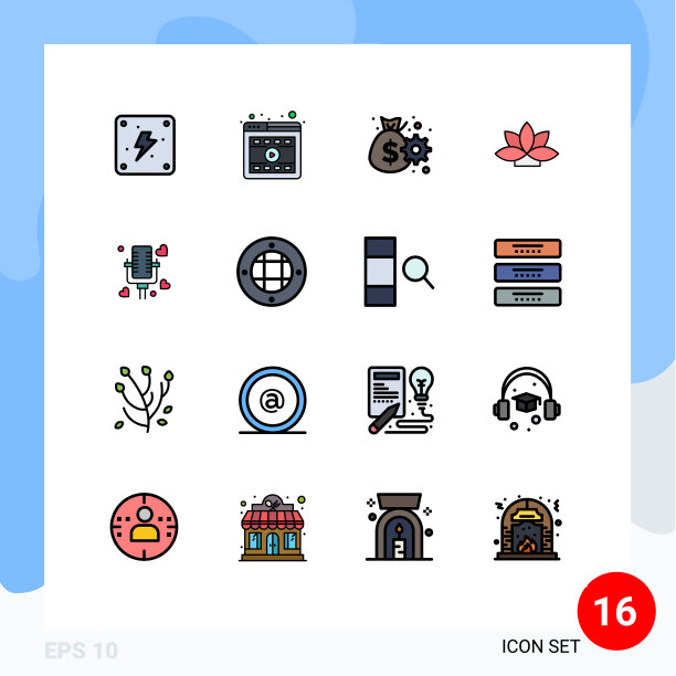 象形图设置16个简单的平色填充图片下载