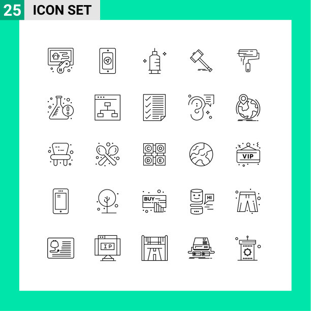 移动界面线设25个象形图图片下载