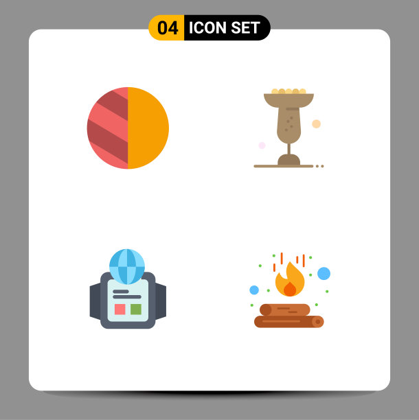 设置4个平面图标在网格上编辑世界图片下载