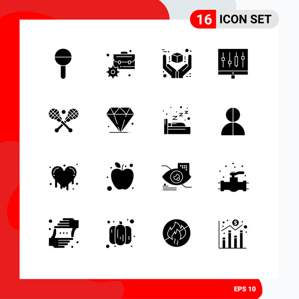 通用图标符号组16个现代立体图片下载