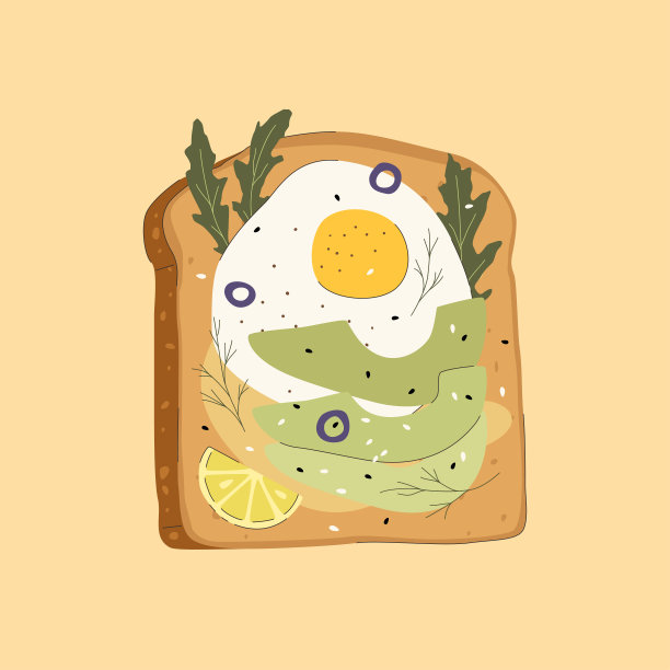 吐司配鸡蛋和牛油果图片下载
