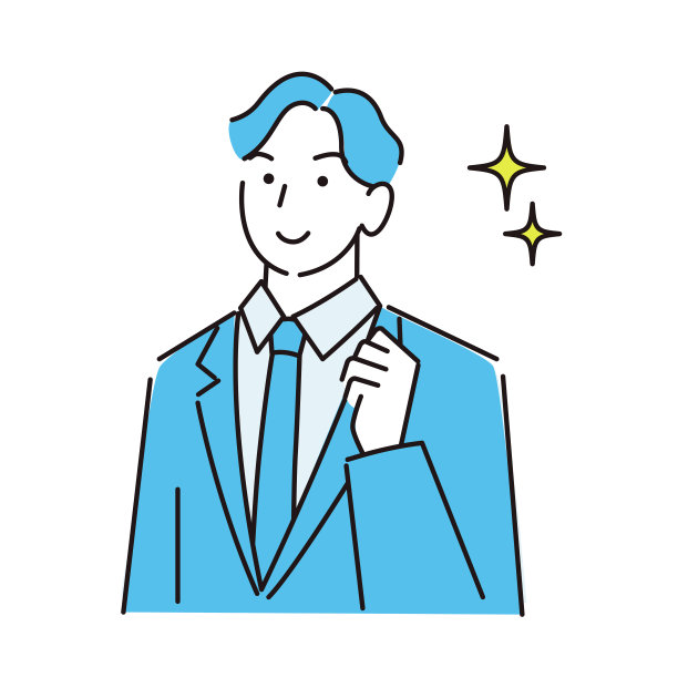 身穿西装的男人温和地微笑，简单的插图图片下载