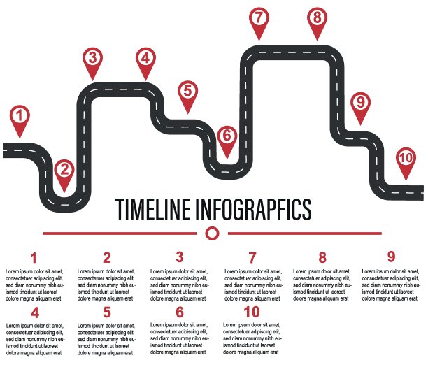 信息图形设计模板与地方为您的文本。柏油路上面有大头针。矢量插图。图片下载
