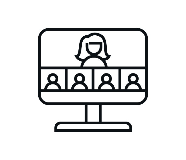 视频会议，视频通话，在家工作矢量线图标与白色背景上的可编辑的描边。图片下载