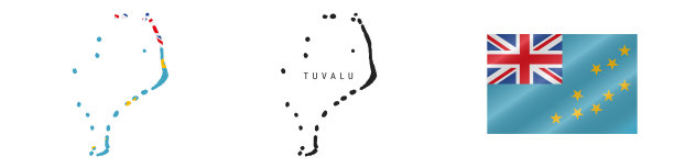 图瓦卢。详细的地图。详细的轮廓。挥舞着国旗。矢量图图片下载