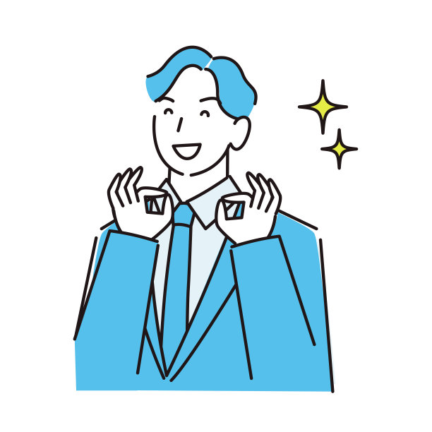 身穿西装的男人温和地微笑，简单的插图图片下载