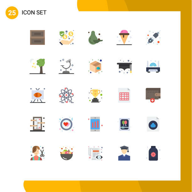 移动界面平色设25个象形图图片下载