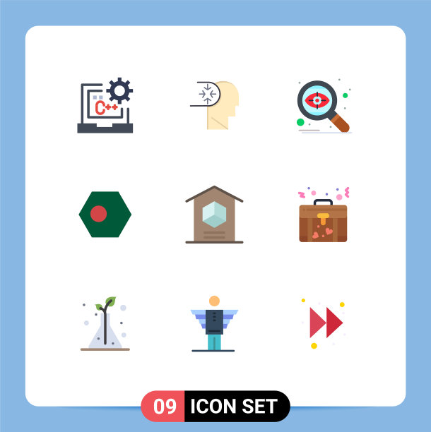 设置9个现代的UI图标符号标志的旗帜图片下载