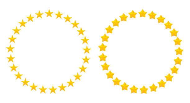 黄色的星星圆框。平面向量插图图片下载