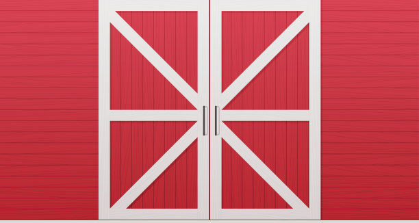 红色木制谷仓门正面背景水平图片下载
