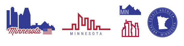明尼苏达房地产中介公司。美国房地产矢量标志图标集图片下载