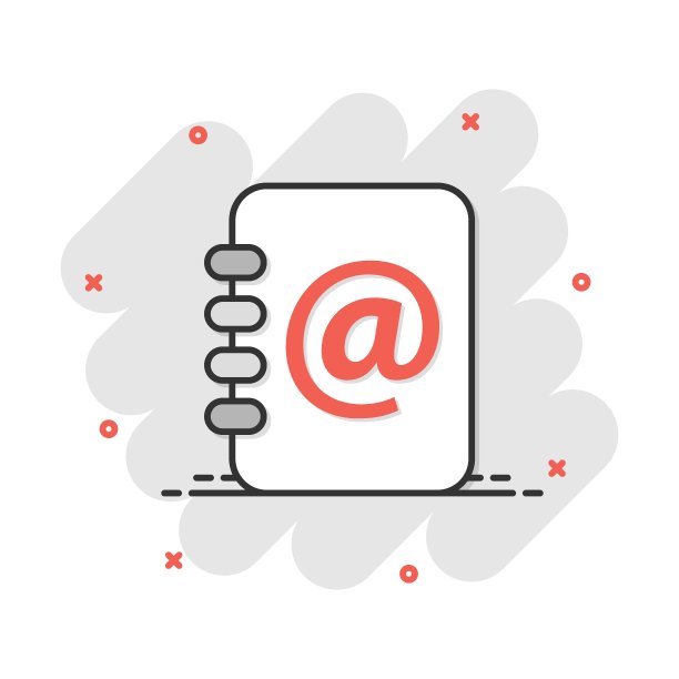 矢量卡通地址簿图标在漫画风格。电子邮件，便条，签名，插图，象形文字。笔记本企业喷溅效应概念。图片下载