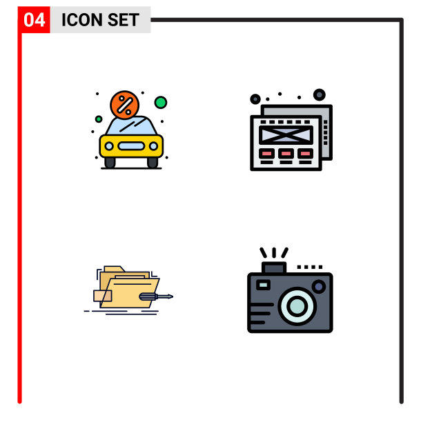 4主题填充线平面颜色和可编辑图片下载