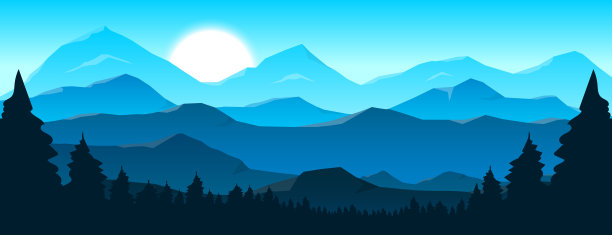 山美丽的景观背景矢量设计插图素材图片