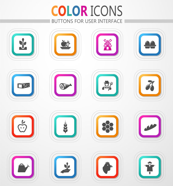 农业和食品生产图标集图片下载