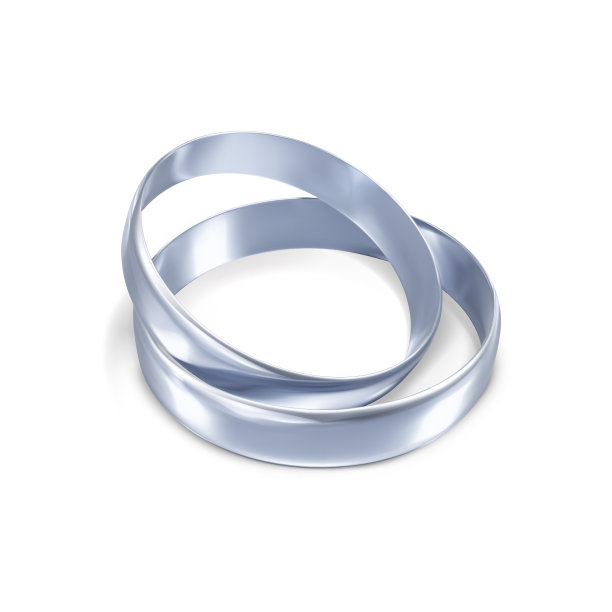 一对银色或铂金的结婚戒指。3 d珠宝对象。矢量图图片下载