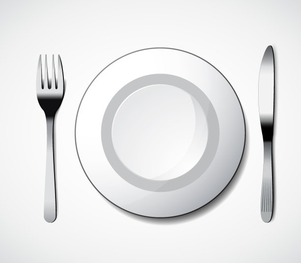 餐盘、刀叉。图片下载