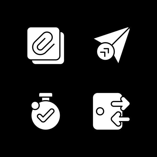 移动应用程序界面白色字形图标设置为暗模式图片下载