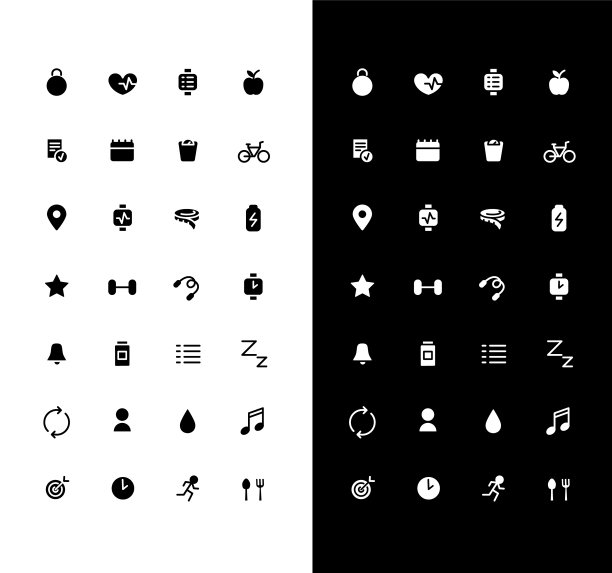 健身字形图标设置为夜晚和白天模式图片下载