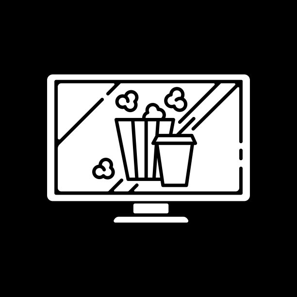 电影和电视暗模式字形图标图片下载