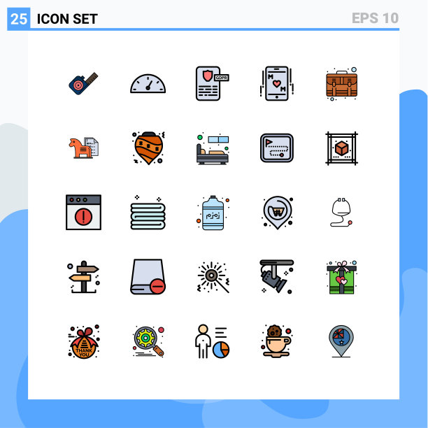 为卷筒纸设置25种通用填充线平面颜色图片下载