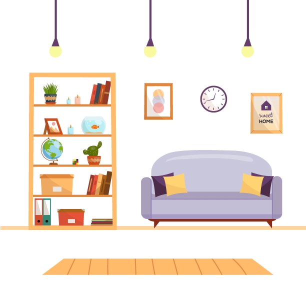 带有家具的现代室内装潢。图片下载